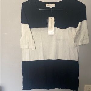 Jones New York Black and White Striped Top
